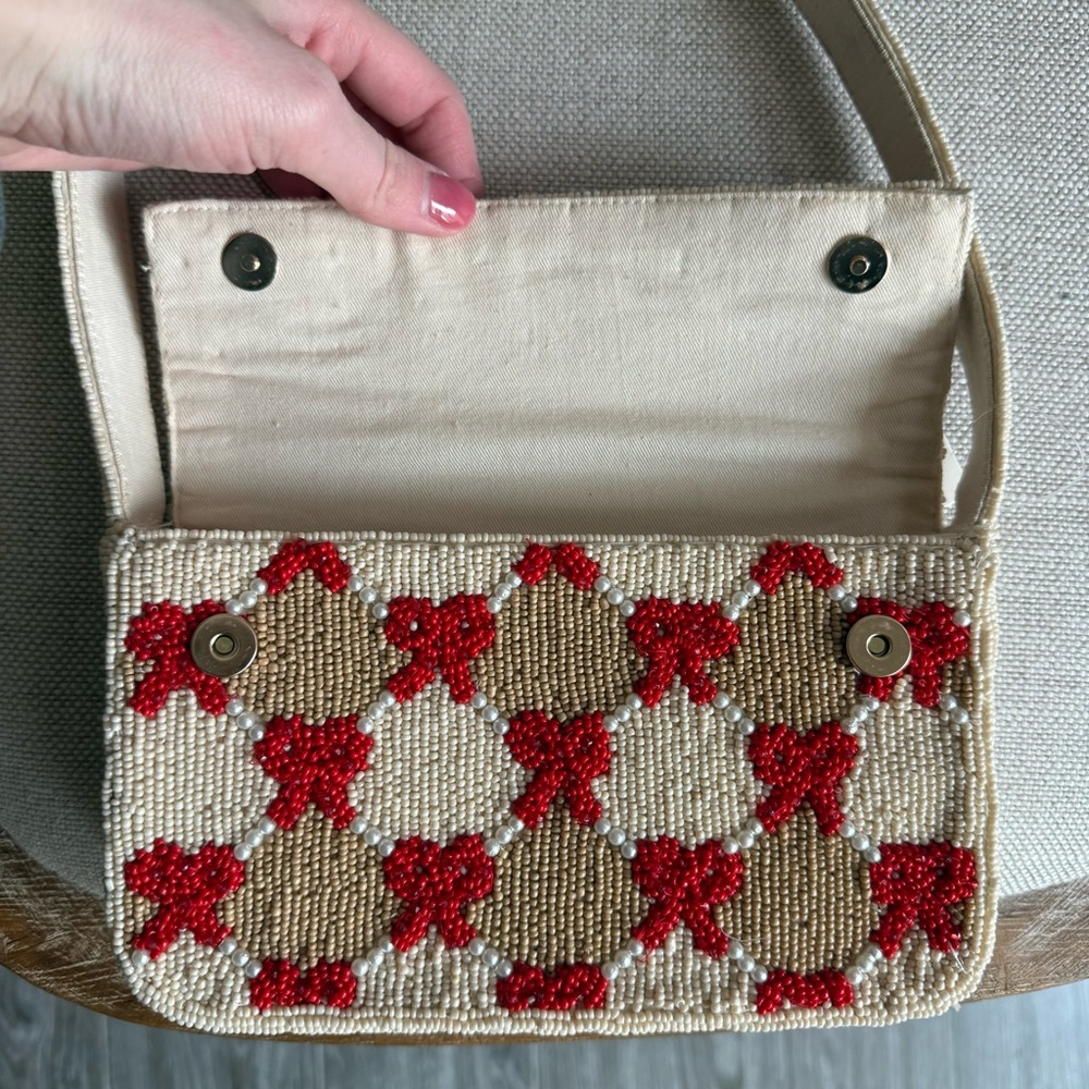 Anthropologie the Fiona beaded red bow bag - Picture 4 of 6